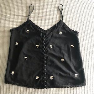 TopShop Black embroidered floral cami